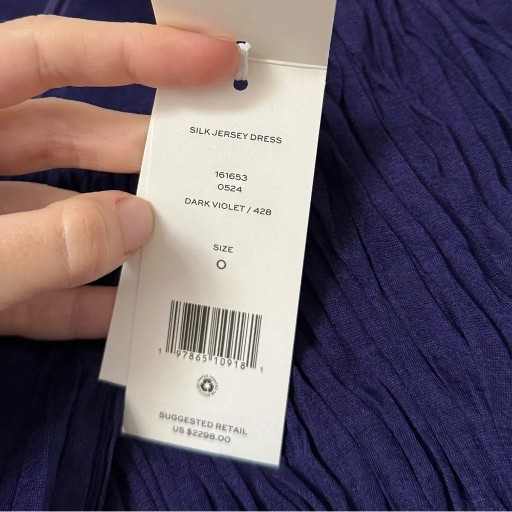 NWT TORY BURCH One-Sleeve Draped Silk-Plissé Mini Dress $2,298 0